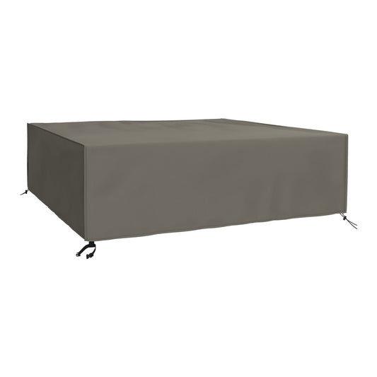 Outsunny Large Square Patio Garden Furniture Set Cover in grey, shown covering a large square table