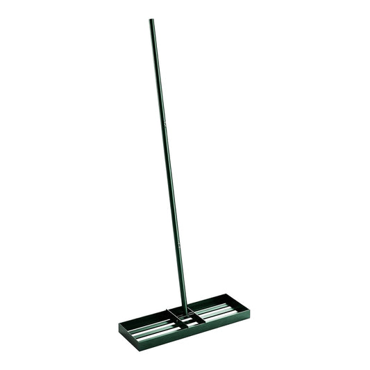 Outsunny Lawn Levelling Rake, a long handled tool with a wide flat base for smoothing soil