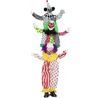 Outsunny Life Size Stackable Halloween Animated Clown, three clowns stacked vertically