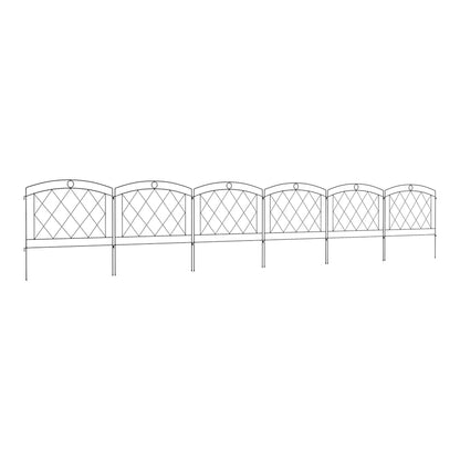Outsunny Metal Decorative Outdoor Picket Fence Panels arranged in a straight line against a white background