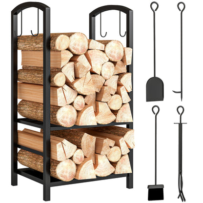 Outsunny Metal Firewood Log Holder in Black
