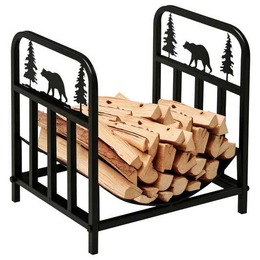 Outsunny Metal Firewood Log Holder in Black