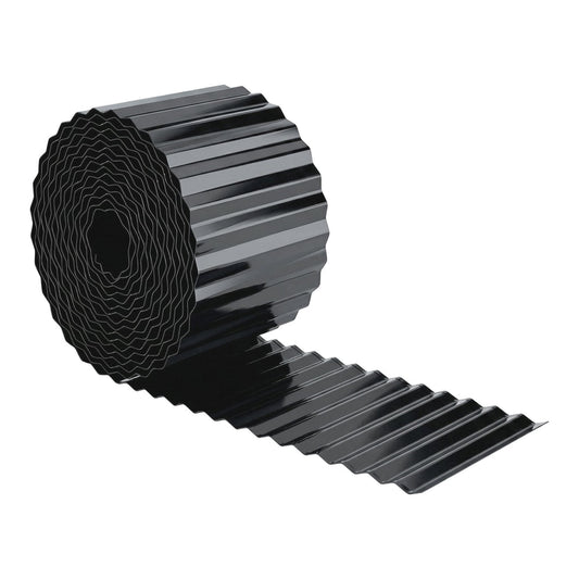 Outsunny Metal Garden Edging Border, a roll of dark grey corrugated steel edging