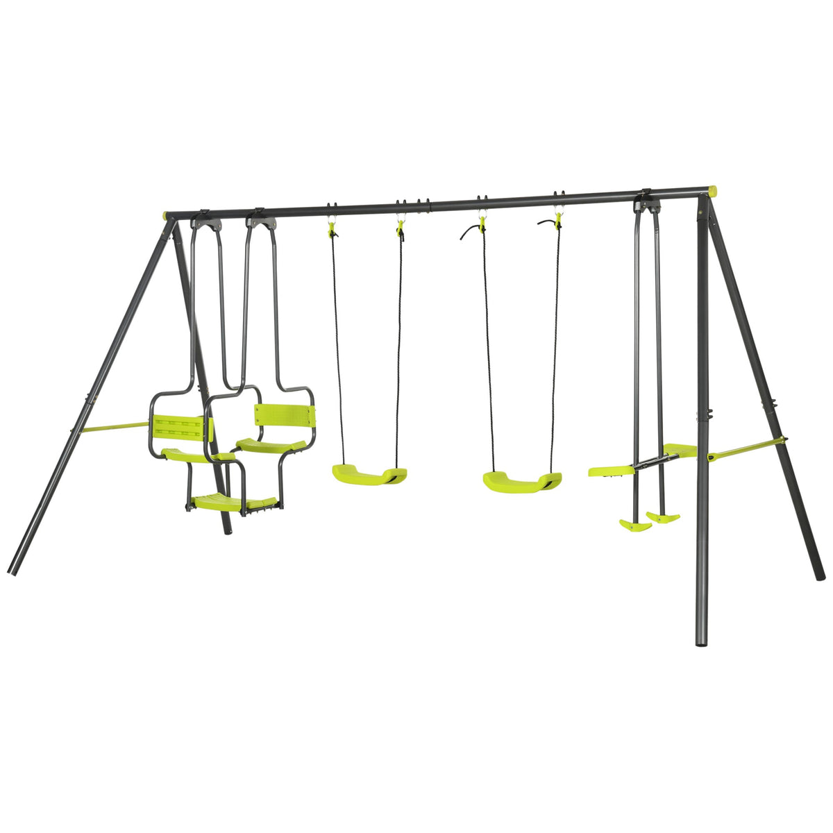 Outsunny Metal Garden Swing Set with Double Swings shown against a plain white background