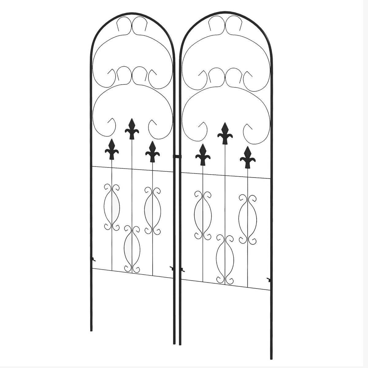 Outsunny Metal Trellis Set of 2, black metal garden trellis with scrolls design