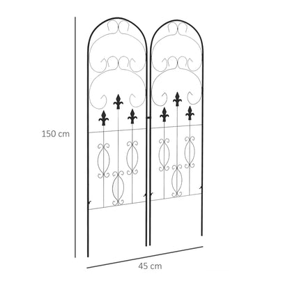 Dimensions of the metal garden trellis, showing height and width