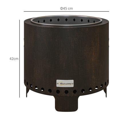 Dimensions of the wood-burning smokeless fire pit, showing height and diameter