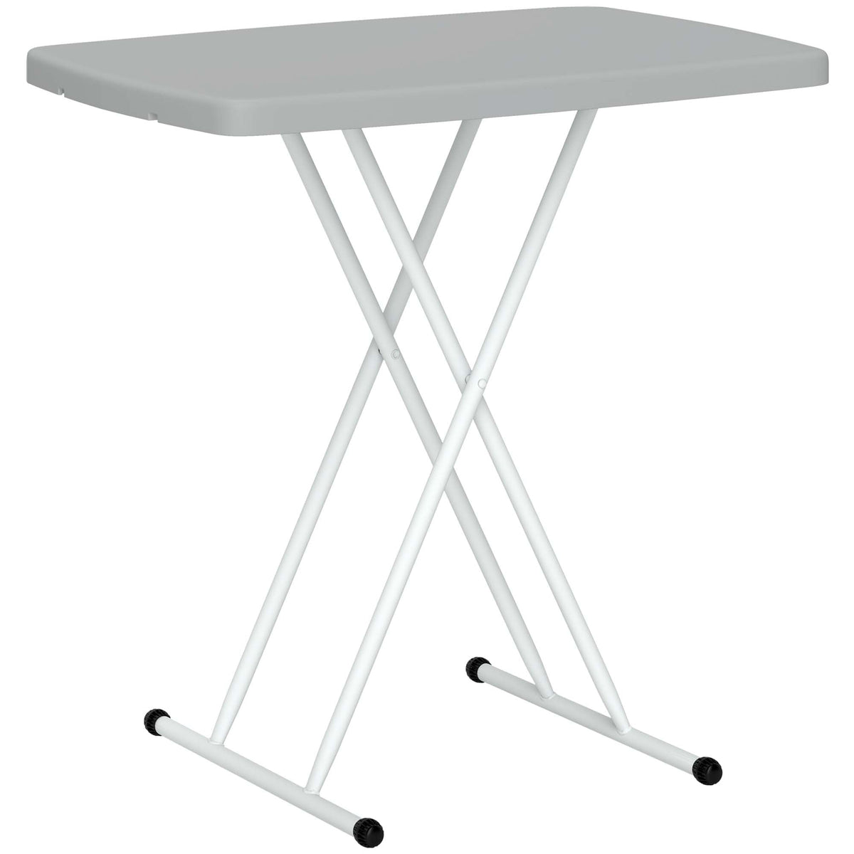 Outsunny Minimal Folding Outdoor Table with a grey rectangular top and white cross-legged frame