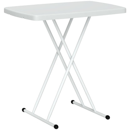 Outsunny Minimal Folding Outdoor Table - White, a small rectangular white table with white folding legs