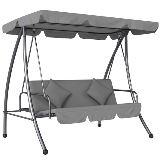 Outsunny Outdoor 2-in-1 Swing Chair Lounger in light grey with a tilt canopy and cushions