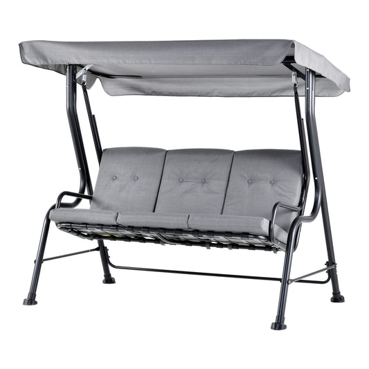 Outsunny Outdoor 3-person Metal Porch Swing Chair Bench in Grey