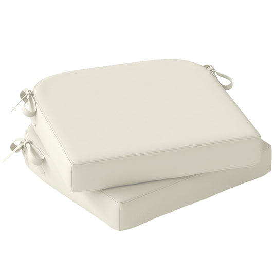 Outsunny Outdoor Chair Seat Cushions Set of 2, cream white cushions with ties