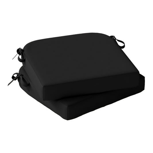 Outsunny Outdoor Chair Seat Cushions Set of 2, black fabric cushions with ties