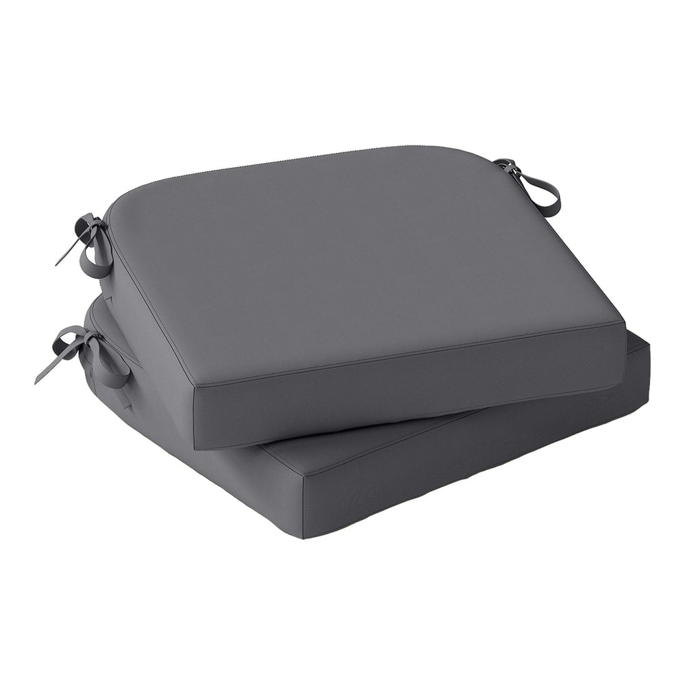 Outsunny Outdoor Chair Seat Cushions Set of 2, dark grey fabric with ties