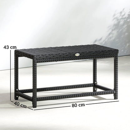 The garden table shown against a white background with dimension lines and labels
