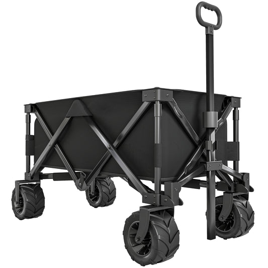 Outsunny Outdoor Folding Garden Trolley on Wheels in Black