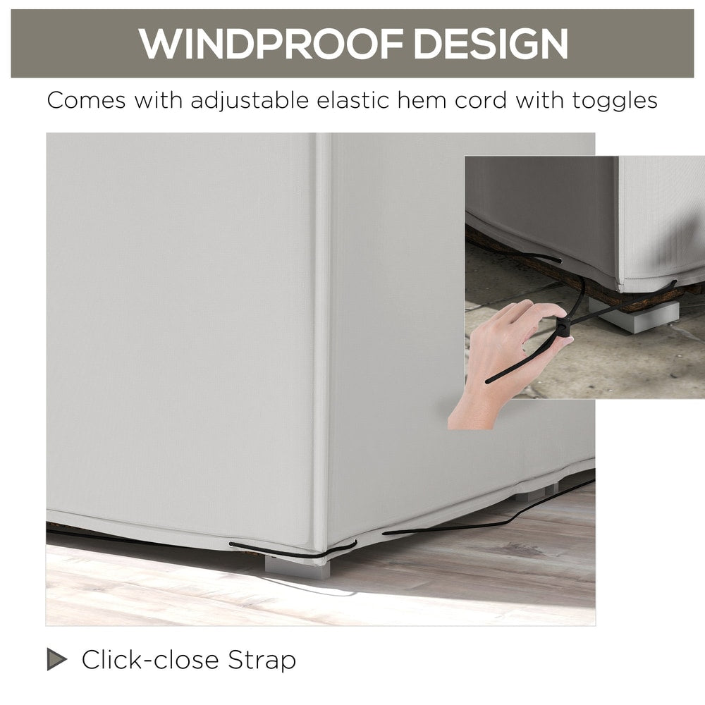 The windproof design of the patio furniture cover with elastic hem cord
