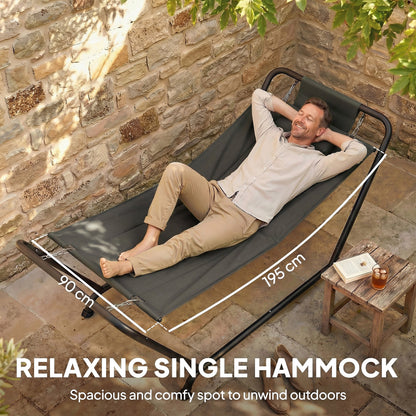 Outsunny Outdoor Hammock with Stand in Dark Grey