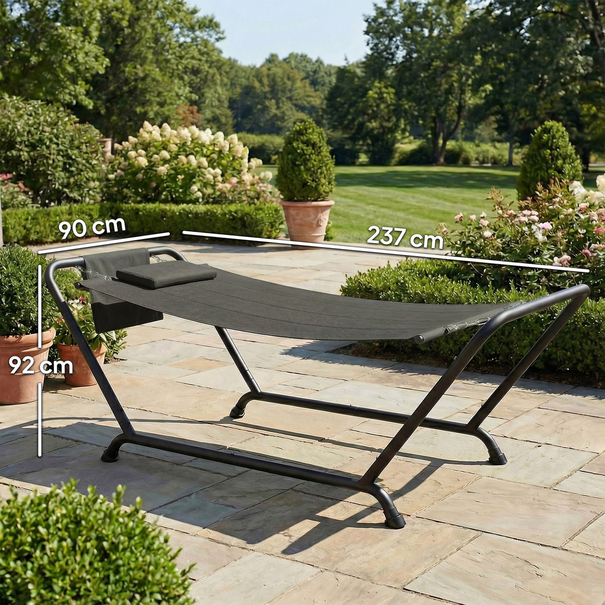 Outsunny Outdoor Hammock with Stand in Dark Grey