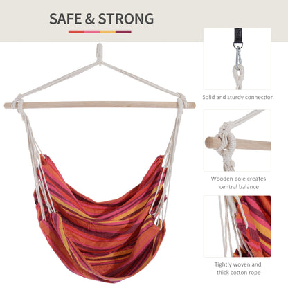 Close-up views of the hanging hammock chair showing its construction and fittings
