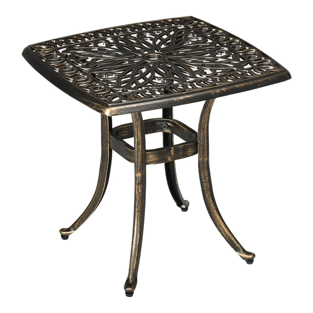 Outsunny Outdoor Patio Side Table with ornate detailing and a central umbrella hole