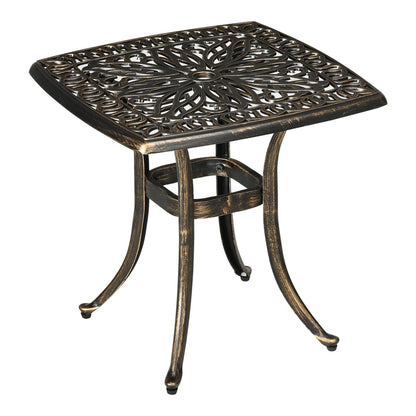 Outsunny Outdoor Patio Side Table with ornate detailing and a central umbrella hole