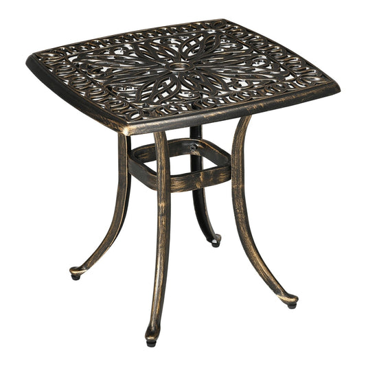 Outsunny Outdoor Patio Side Table with ornate detailing and a central umbrella hole