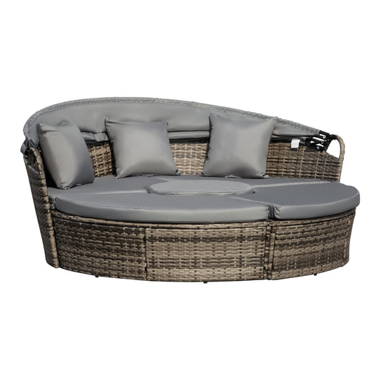 Outsunny Outdoor PE Rattan Garden Furniture with Cushioned in Dark Grey and Grey
