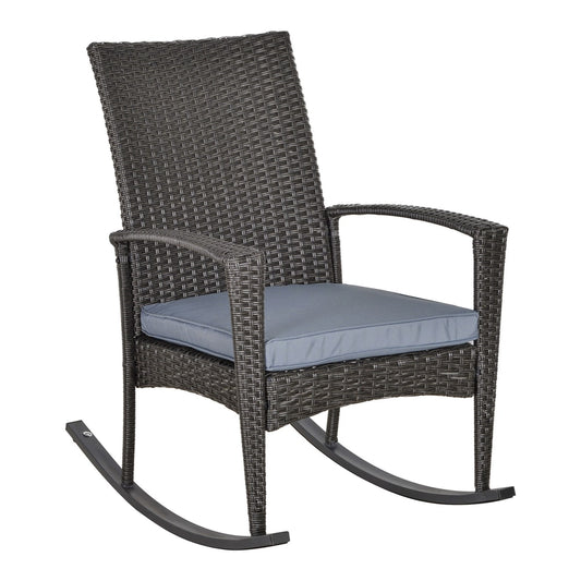 Outsunny Outdoor PE Rattan Rocking Chair in Grey