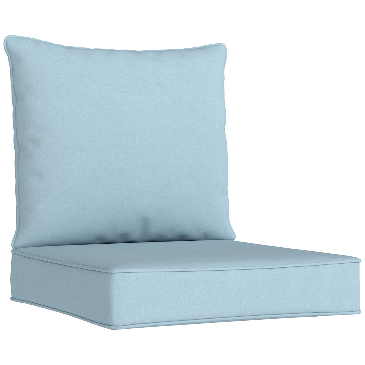 Outsunny Outdoor Seat and Back Cushion Set in light blue fabric, showing the seat and back cushions together