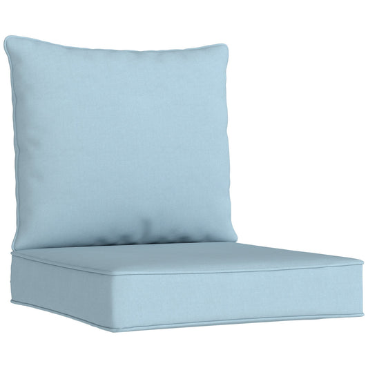 Outsunny Outdoor Seat and Back Cushion Set in light blue fabric, showing the seat and back cushions together