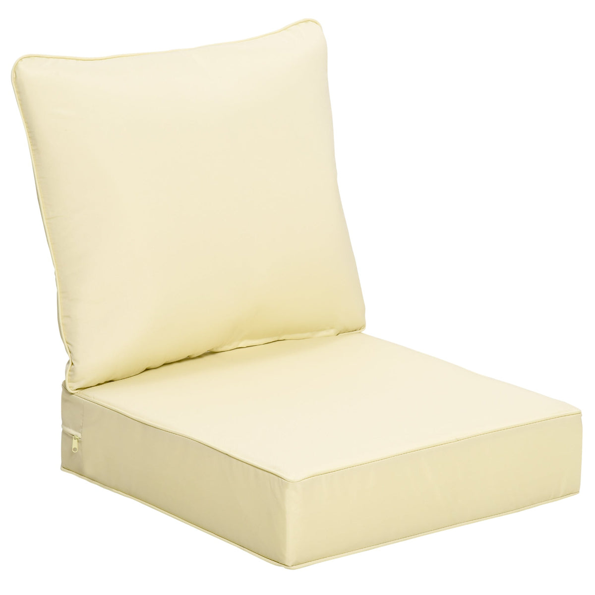 Outsunny Outdoor Seat and Back Cushion Set in cream, a deep seating chair replacement cushion set