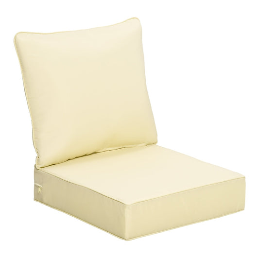 Outsunny Outdoor Seat and Back Cushion Set in cream, a deep seating chair replacement cushion set