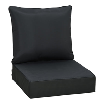 Outsunny Outdoor Seat and Back Cushion Set in black, showing the seat and back cushions together
