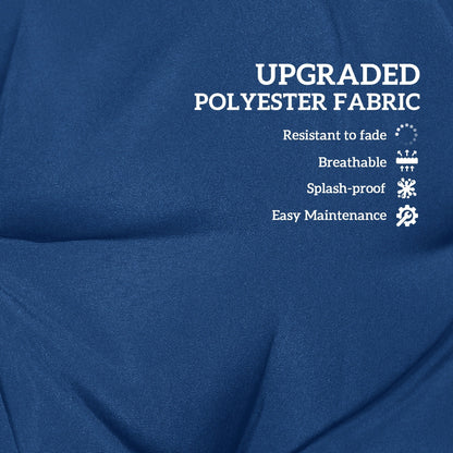 Close up of the dark blue polyester fabric for the seat pads