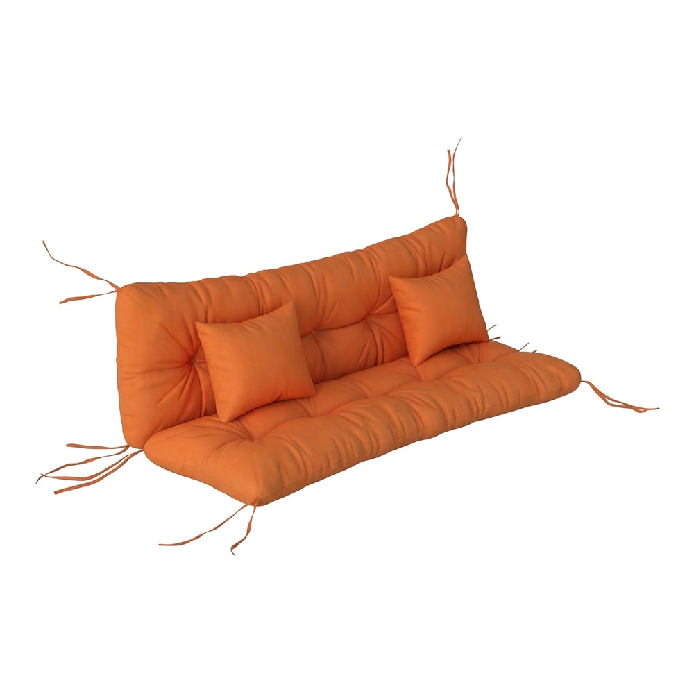 Outsunny Outdoor Seat Cushions, a three-seater orange cushion set with two small matching pillows