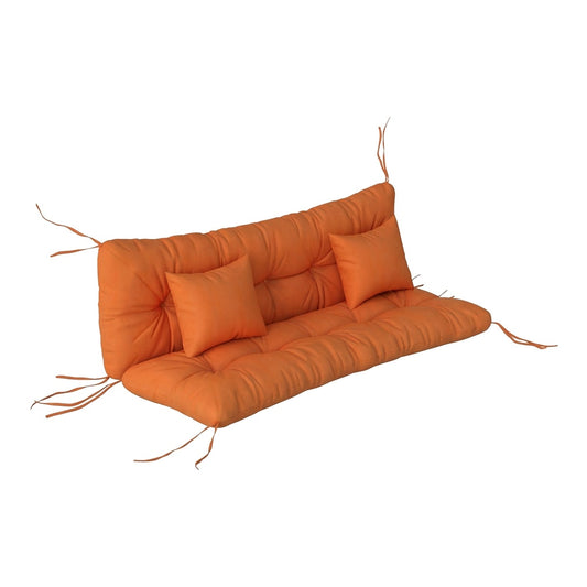 Outsunny Outdoor Seat Cushions, a three-seater orange cushion set with two small matching pillows