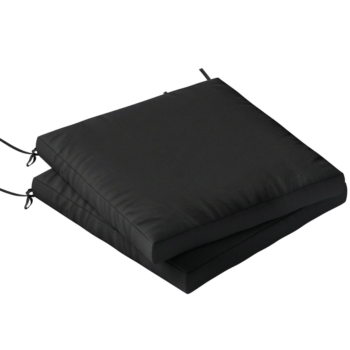 Outsunny Outdoor Seat Cushions Set of 2 with Ties, black waterproof garden seat pads