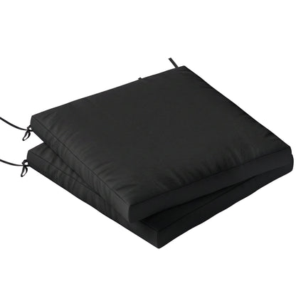 Outsunny Outdoor Seat Cushions Set of 2 with Ties, black waterproof garden seat pads