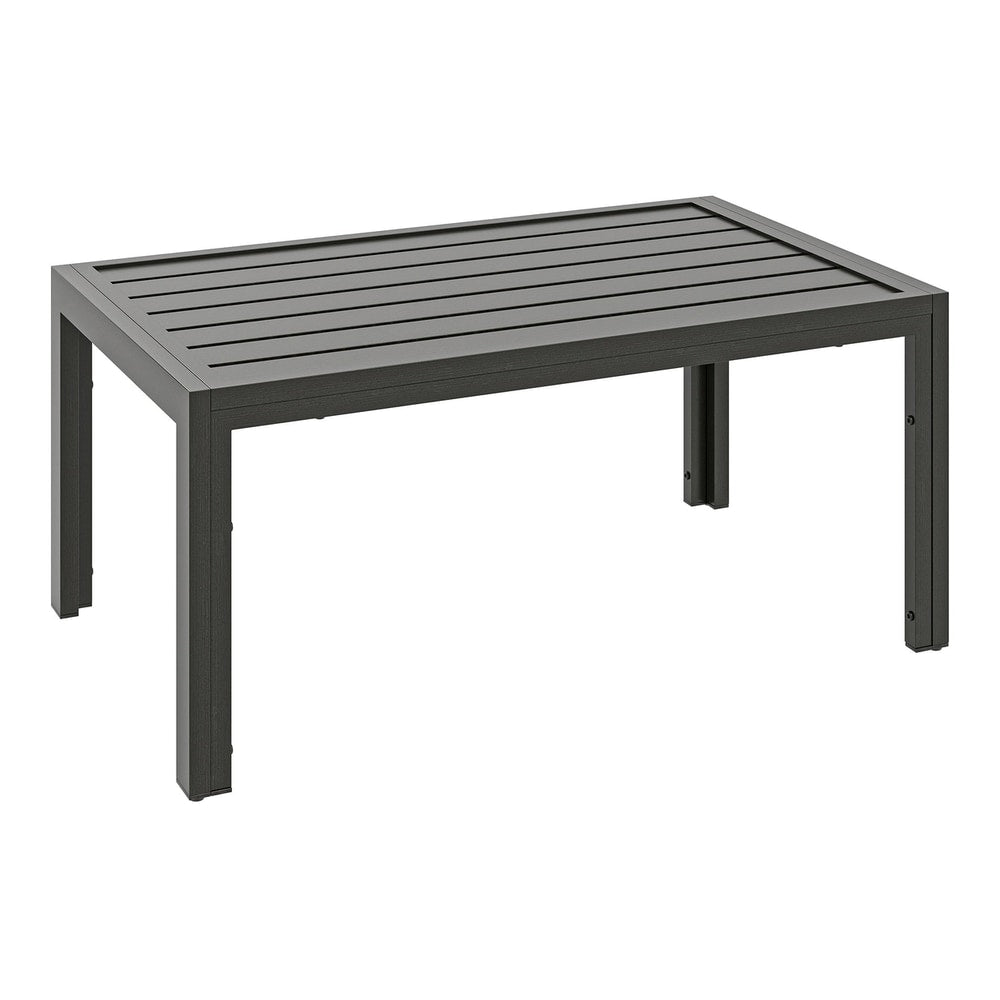 Outsunny Outdoor Side Table, a rectangular grey coffee table with a slatted top and four legs