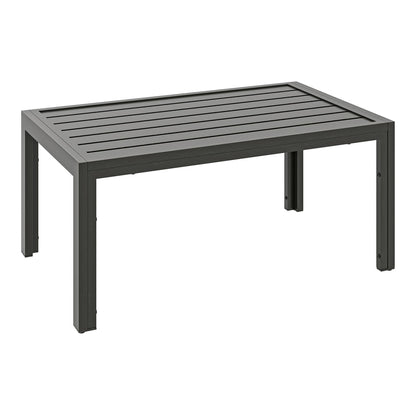 Outsunny Outdoor Side Table, a rectangular grey coffee table with a slatted top and four legs
