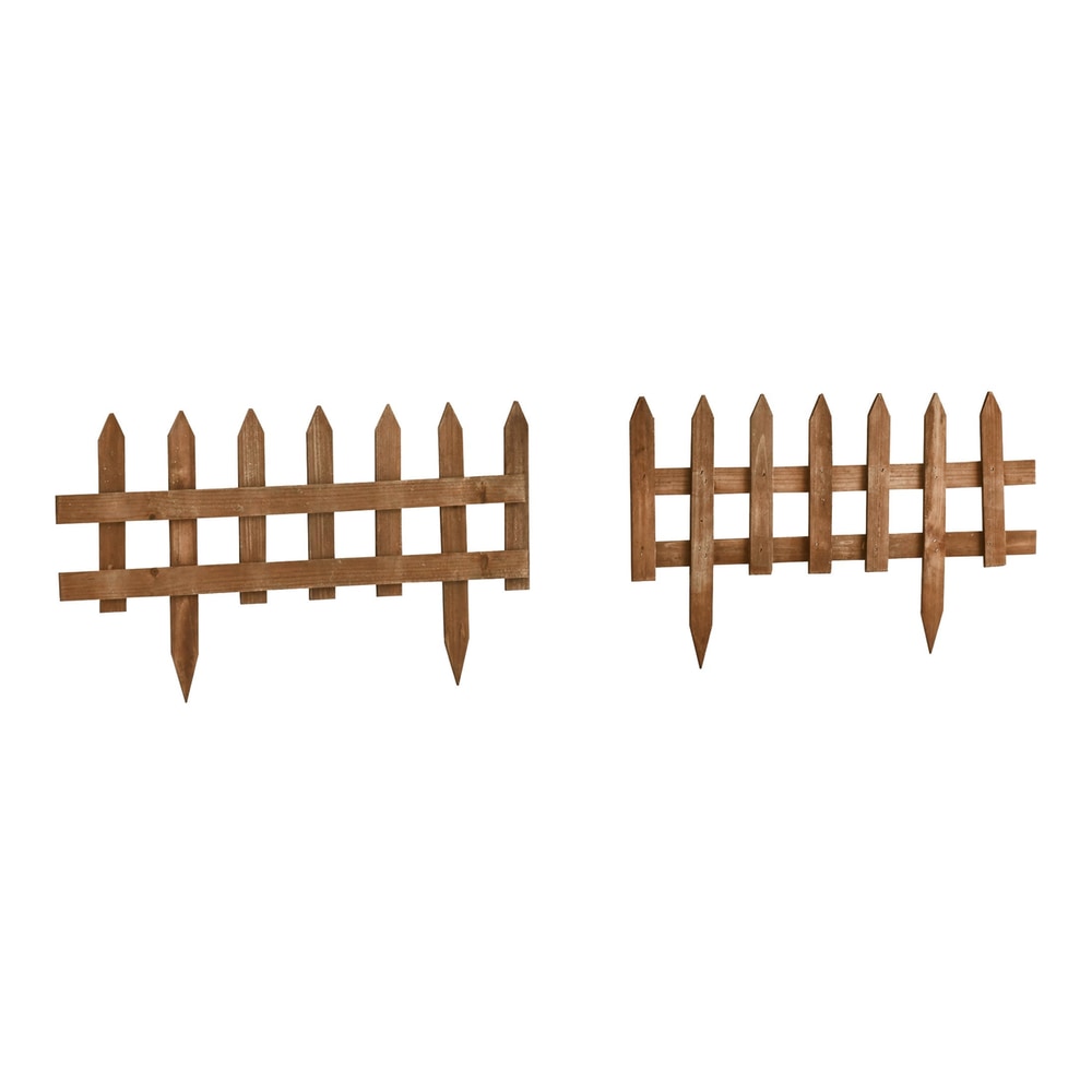 Outsunny Pack of 12 Wooden Border Fences, two sections shown against a white background