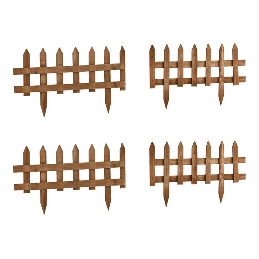 Outsunny Pack of 24 Wooden Border Fences, a set of four wooden garden fences