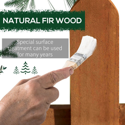Close up of a wooden fence post being painted, highlighting natural fir wood