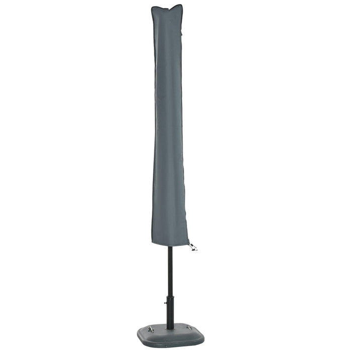 Outsunny Parasol Cover standing upright on a patio base, closed with a zip
