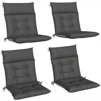 Outsunny Patio Chair Cushions Set of 4, dark grey waterproof lounge chair cushions