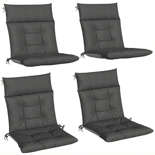 Outsunny Patio Chair Cushions Set of 4, dark grey waterproof lounge chair cushions
