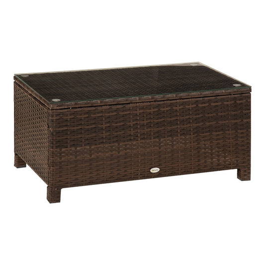 Outsunny PE Rattan Garden Coffee Table in Mixed Brown