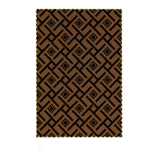 Outsunny Plastic Straw Reversible RV Outdoor Rug in Brown and Black