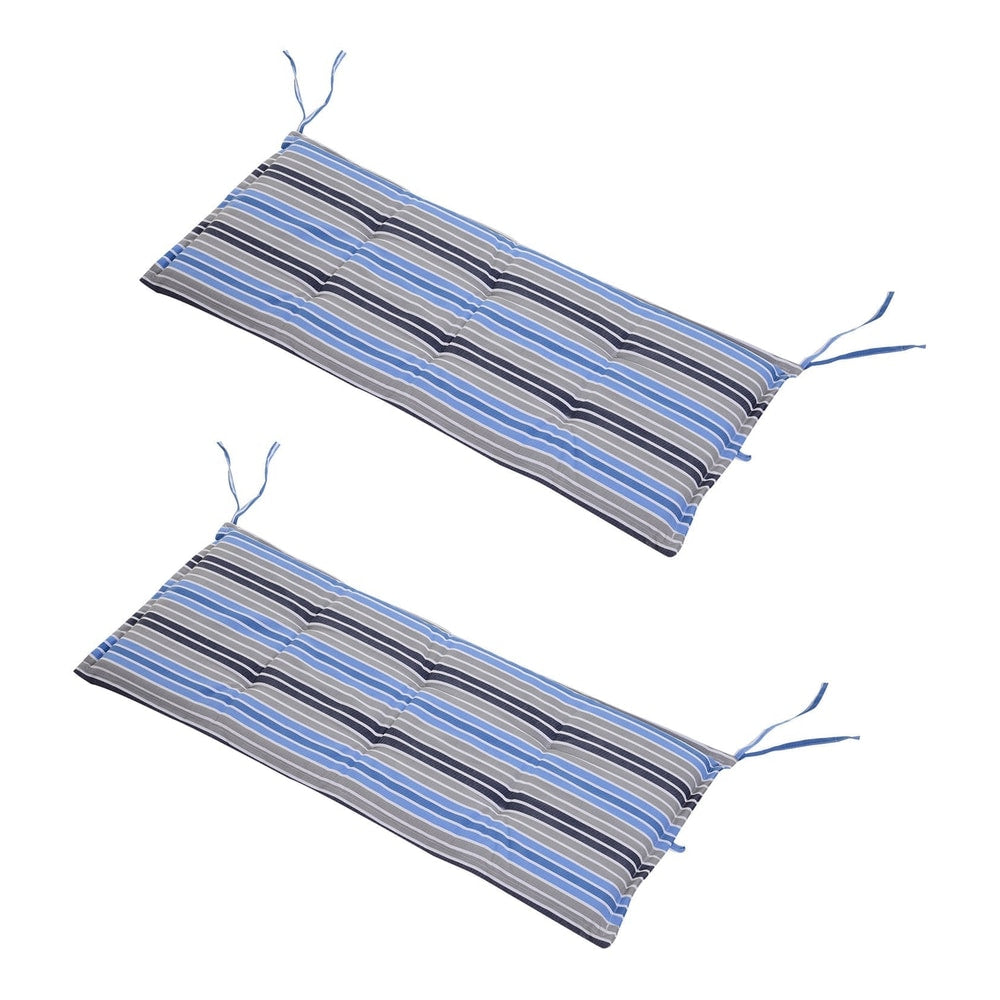 Outsunny Polyester Set Of 2 Swing Chair Cushion with blue and grey stripes